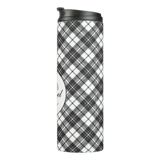 Bouteilles Isothermes Tartan motif Noël noir blanc Monogramme (Tourné sur la droite)