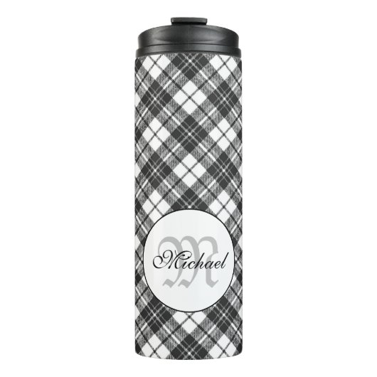 Bouteilles Isothermes Tartan motif Noël noir blanc Monogramme (Devant)