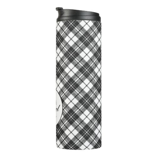 Bouteilles Isothermes Tartan motif Noël noir blanc Monogramme (Tourné sur la droite)
