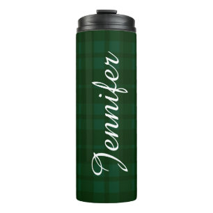 Bouteilles Isothermes tartan vert plaid de noël personnalisé
