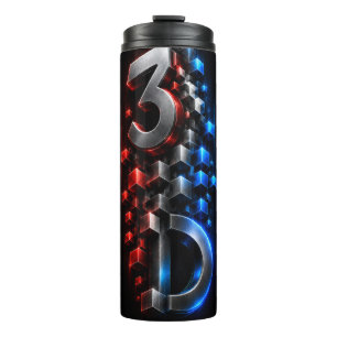Bouteilles Isothermes Tasse Abstraite Cubes Dimension 3D Métalliques