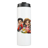 Tasse amis et vache de caricature de dessin animé