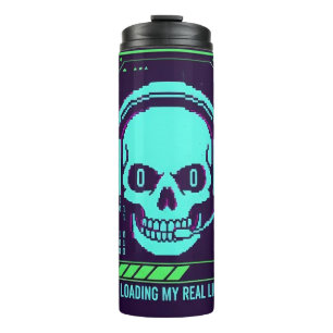 Bouteilles Isothermes Tasse de voyage Cyberpunk Pixel Skull - Chargement