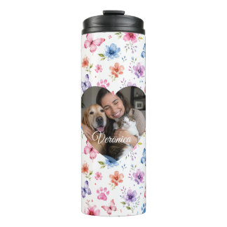 Bouteilles Isothermes Tasse personnalisée avec photo et nom - Motif flor