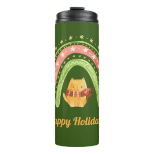 Bouteilles Isothermes Tasse personnalisée Chat de Noël et Arc-en-Ciel