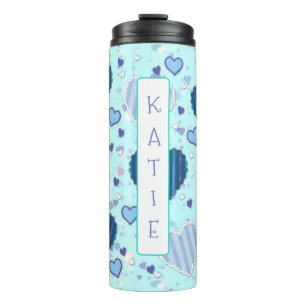 Bouteilles Isothermes Tasse personnalisée jolis cœurs bleus