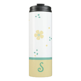 Bouteilles Isothermes Tasse Thermique à Monogramme Points et Fleurs