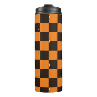 Bouteilles Isothermes Tasse Thermique à Motif à Carreaux Orange Hallowee