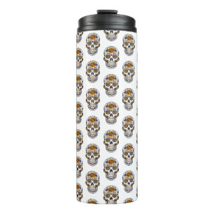 Bouteilles Isothermes Tasse thermique à motif de crânes floraux
