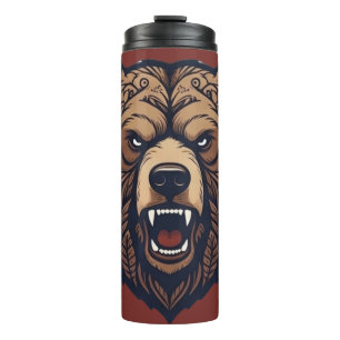 Bouteilles Isothermes Tasse thermique en art tribal sauvage de tête d'ou