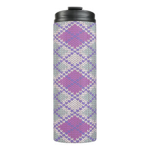 BOUTEILLES ISOTHERMES TASSE THERMIQUE EN TRICOT ARGYLE LILAS