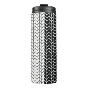 Bouteilles Isothermes Tasse thermique en tricot noir et blanc