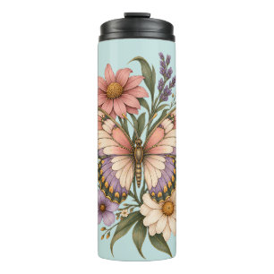 Bouteilles Isothermes Tasse Thermique Fleurs et Papillon de Botanique Vi