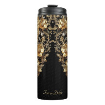 Tasse Thermique Fleurs Ornementales Dorées