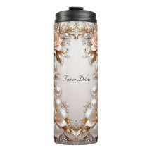 Tasse Thermique Fleurs Roses et Blanches Douces