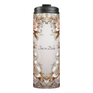 Bouteilles Isothermes Tasse Thermique Fleurs Roses et Blanches Douces