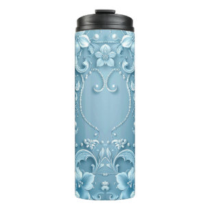 Bouteilles Isothermes Tasse thermique florale décorative bleue