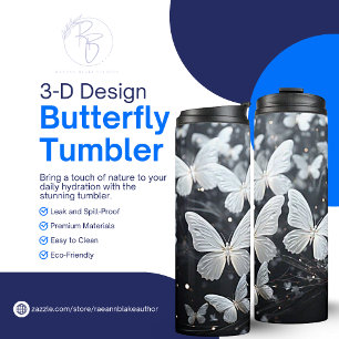 Bouteilles Isothermes Tasse Thermique Papillons Blancs 3D