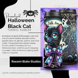 Bouteilles Isothermes Tasse thermique personnalisée chat noir Halloween