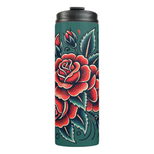 Bouteilles Isothermes Tatouage Rose Rose rouge Art