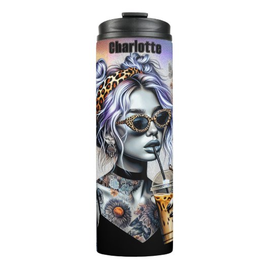 Bouteilles Isothermes Tatouage Tournesol léopard Cool de café (Devant)