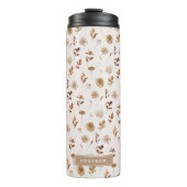 Bouteilles Isothermes Taupe Brown Automne Aquarelle Botanique Monogramme (Devant)