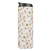 Bouteilles Isothermes Taupe Brown Automne Aquarelle Botanique Monogramme (Tourné sur la droite)