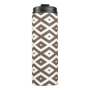 Bouteilles Isothermes Taupe motif diamant brun et blanc