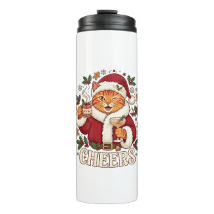 Bouteilles Isothermes Tchin Tchin Noël Chat Orange Chapeau de Père Noël