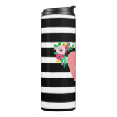 Bouteilles Isothermes Teacher Pink Apple Black + White Strip Floral (Tourné sur la gauche)