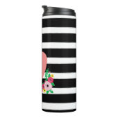 Bouteilles Isothermes Teacher Pink Apple Black + White Strip Floral (Tourné sur la droite)