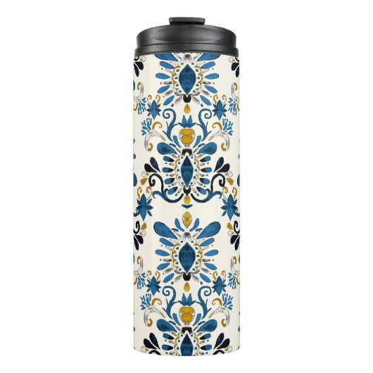 Bouteilles Isothermes teinture à cravate Ikat, aquarelle tribale (Devant)