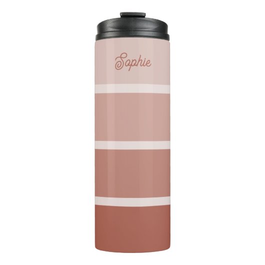 Bouteilles Isothermes Terracotta neutre | Ombre Stripes avec script (Devant)