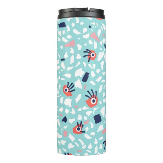 Bouteilles Isothermes Terrazzo Funny Motif géométrique avec les yeux (Dos)