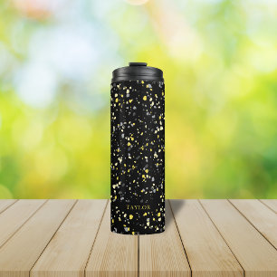 Bouteilles Isothermes Terrazzo noir gris-jaune géométrique personnalisé