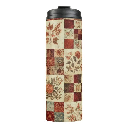 Bouteilles Isothermes Terre cuite Patchwork Quilt Rustique Boho Floral (Devant)