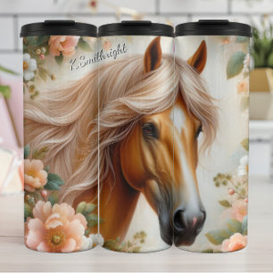 Bouteilles Isothermes Tête de cheval doré Floral Beauté
