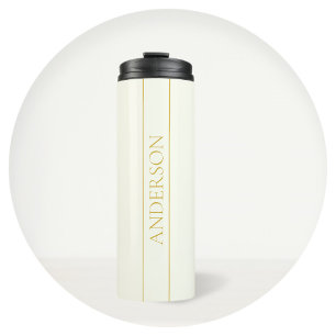 Bouteilles Isothermes Texte personnalisable élégant Or blanc cassé