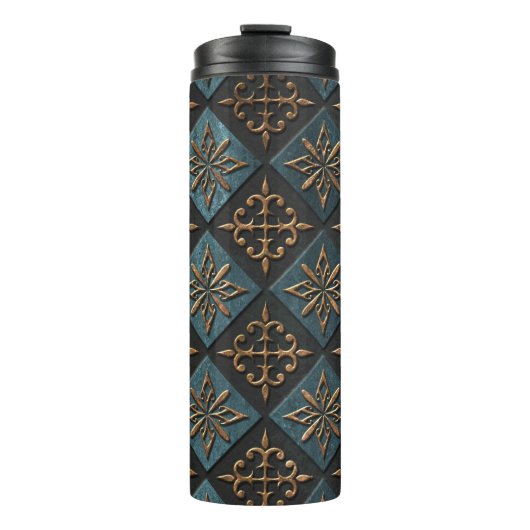 Bouteilles Isothermes Texture de bronze avec motif de sculpture. (Devant)