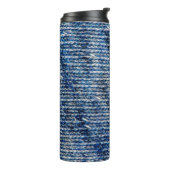 Bouteilles Isothermes Texture de laine de tricot bleu (Tourné sur la gauche)