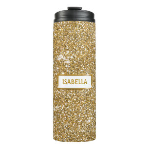 Bouteilles Isothermes Texture de paillettes jaunes fausses et nom person