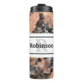 Bouteilles Isothermes Texture rocheuse en granit rose avec nom et monogr (Devant)
