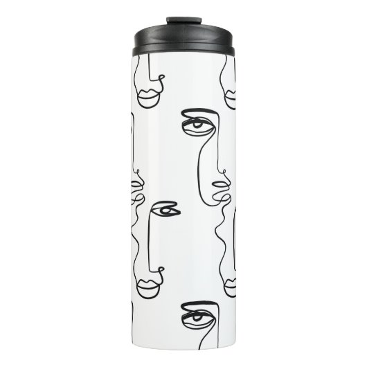 Bouteilles Isothermes Texture with abstract faces. One continuous line p (Devant)