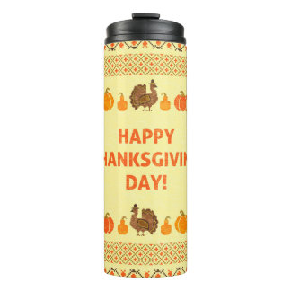 Bouteilles Isothermes Thanksgiving : retro brodée carte design.