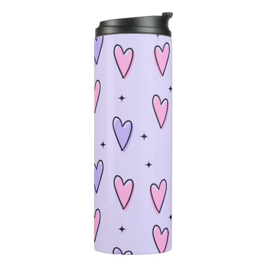 Bouteilles Isothermes Thermal Tumbler Purple Pink Hearts (Tourné sur la gauche)