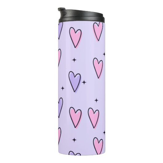 Bouteilles Isothermes Thermal Tumbler Purple Pink Hearts (Tourné sur la droite)
