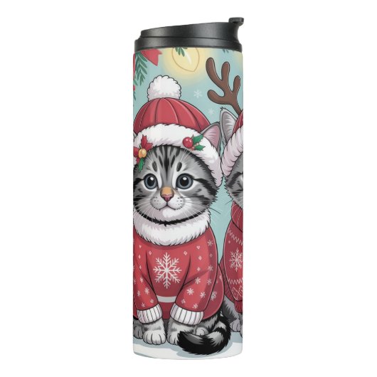 Bouteilles Isothermes Three Festive Christmas Kittens (Tourné sur la gauche)