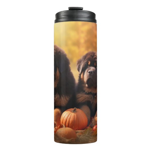 Bouteilles Isothermes Tibétain Mastiff Chiot Automne Citrouille délice (Devant)