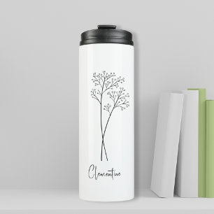 Bouteilles Isothermes Tige de fleur, typographie script noir