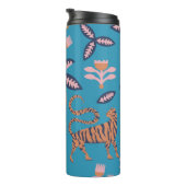 Bouteilles Isothermes Tigre rétro, palmier, motif de fleurs (Tourné sur la droite)